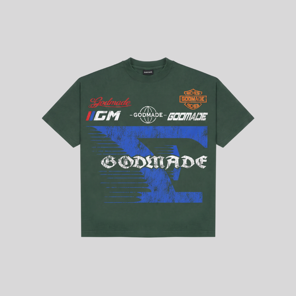 TEE 7 SPEED WASHED GREEN GODMADE