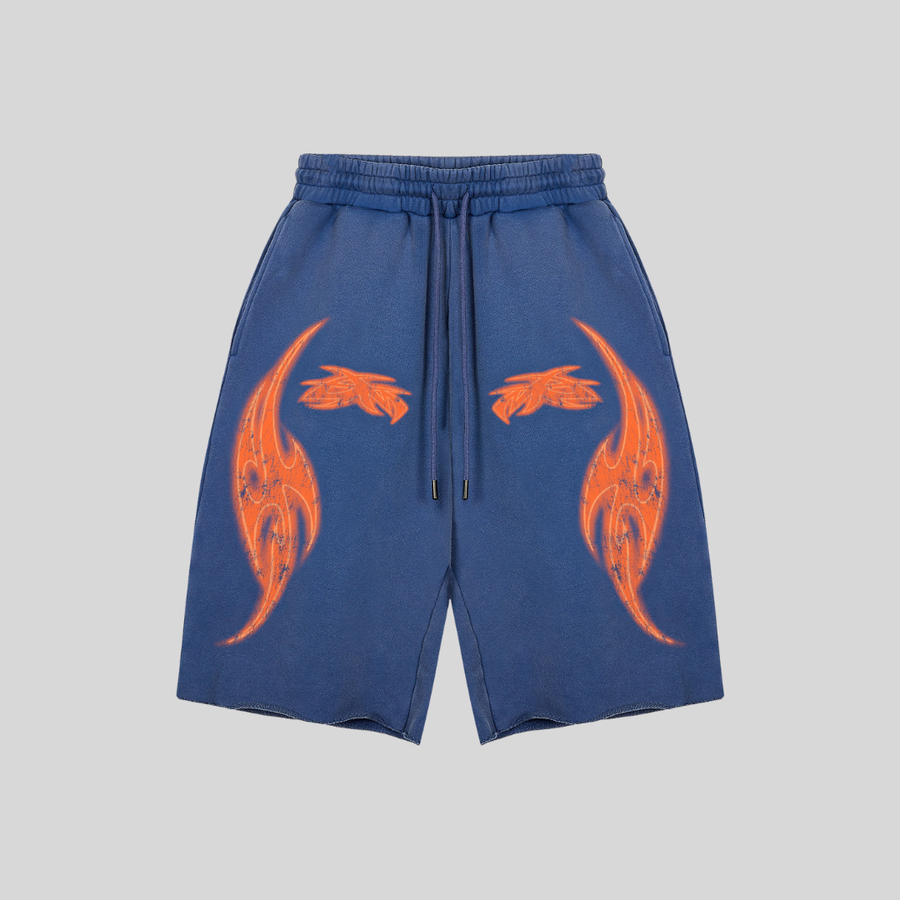 VIVID THREE QUARTERS WASHED BLUE SHORTS GODMADE