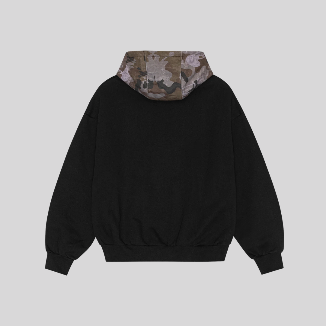 AOP CAMO HEAVYWEIGHT ZIP HOODIE BLACK LOST BOYS ARCHIVES