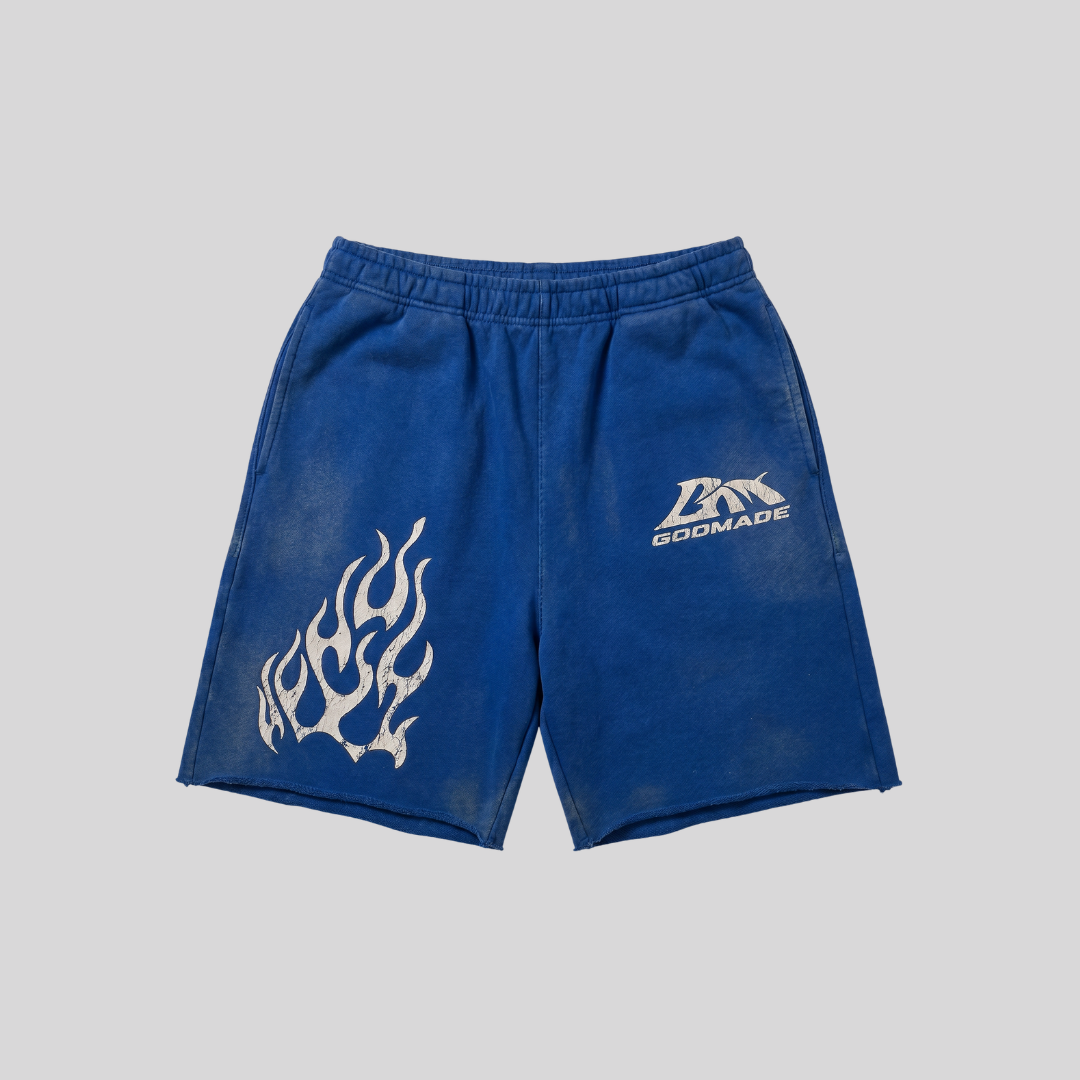 LOGO WASHED BLUE SHORTS