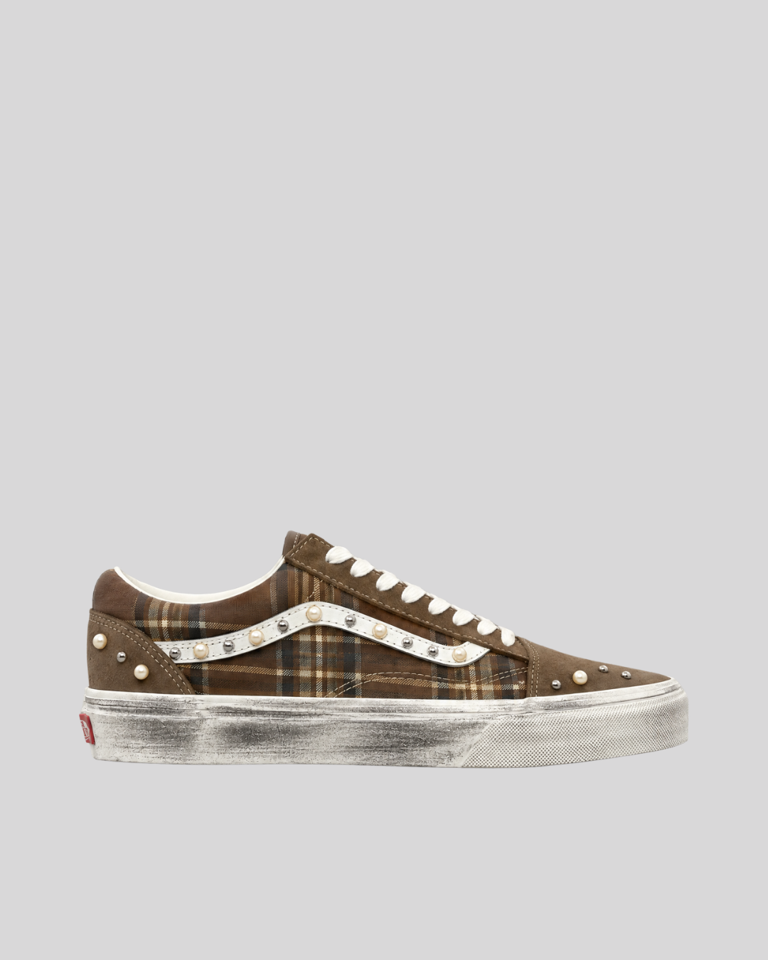 KLAIM PEARL & STUDS – BROWN PLAID KLAIM