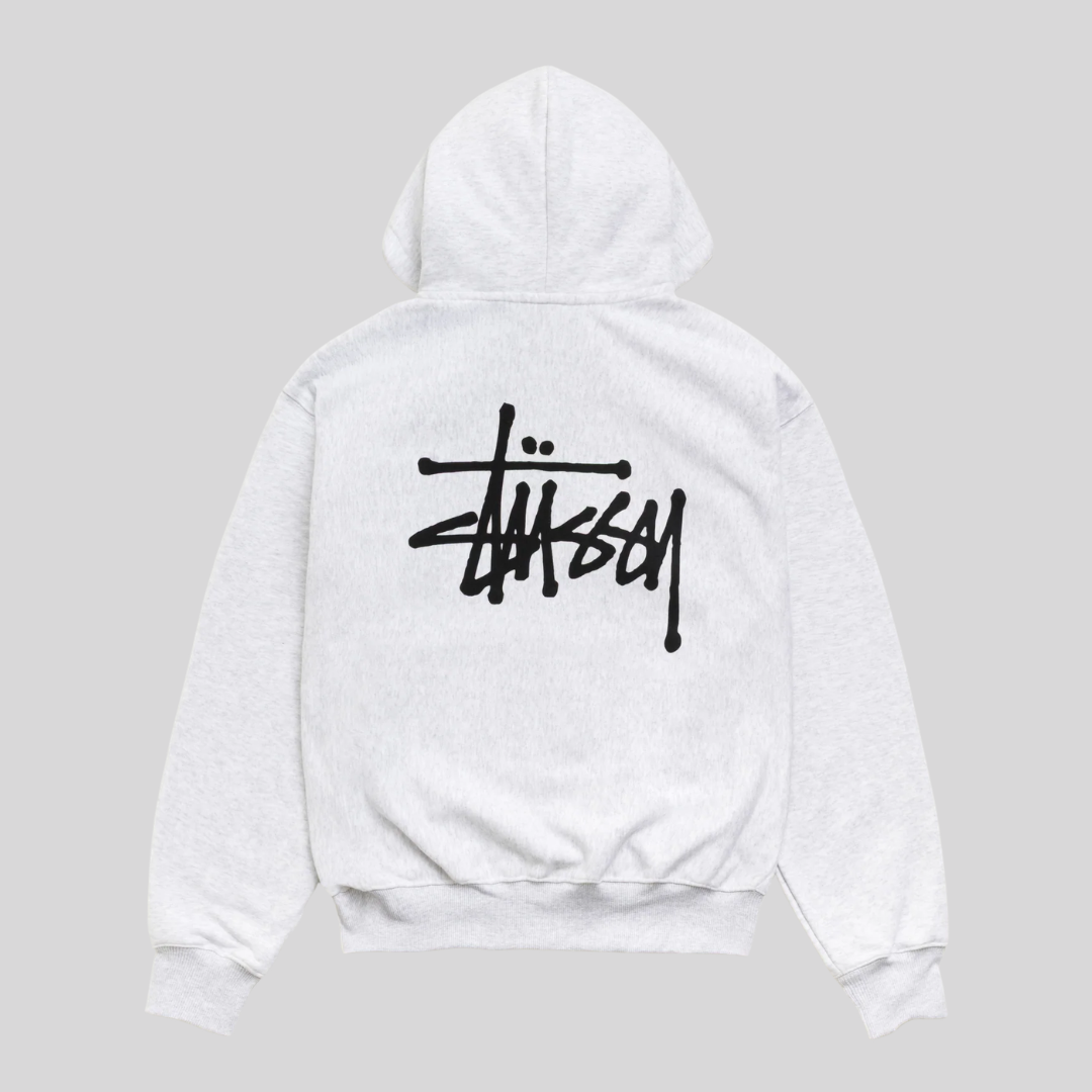 STÜSSY BASIC ZIP HOODIE ASH HEATHER STUSSY