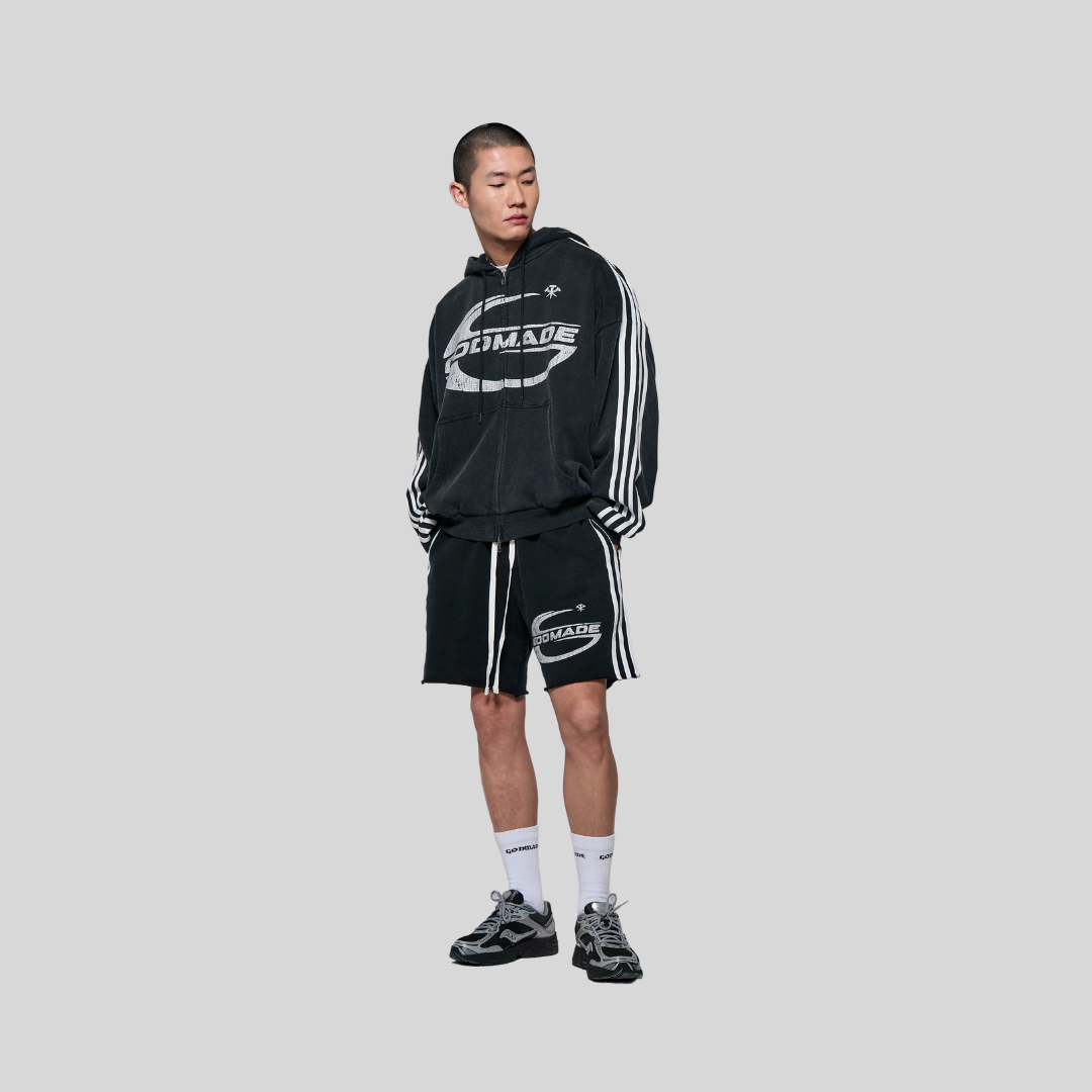 IMPERIAL WASHED BLACK SHORTS GODMADE