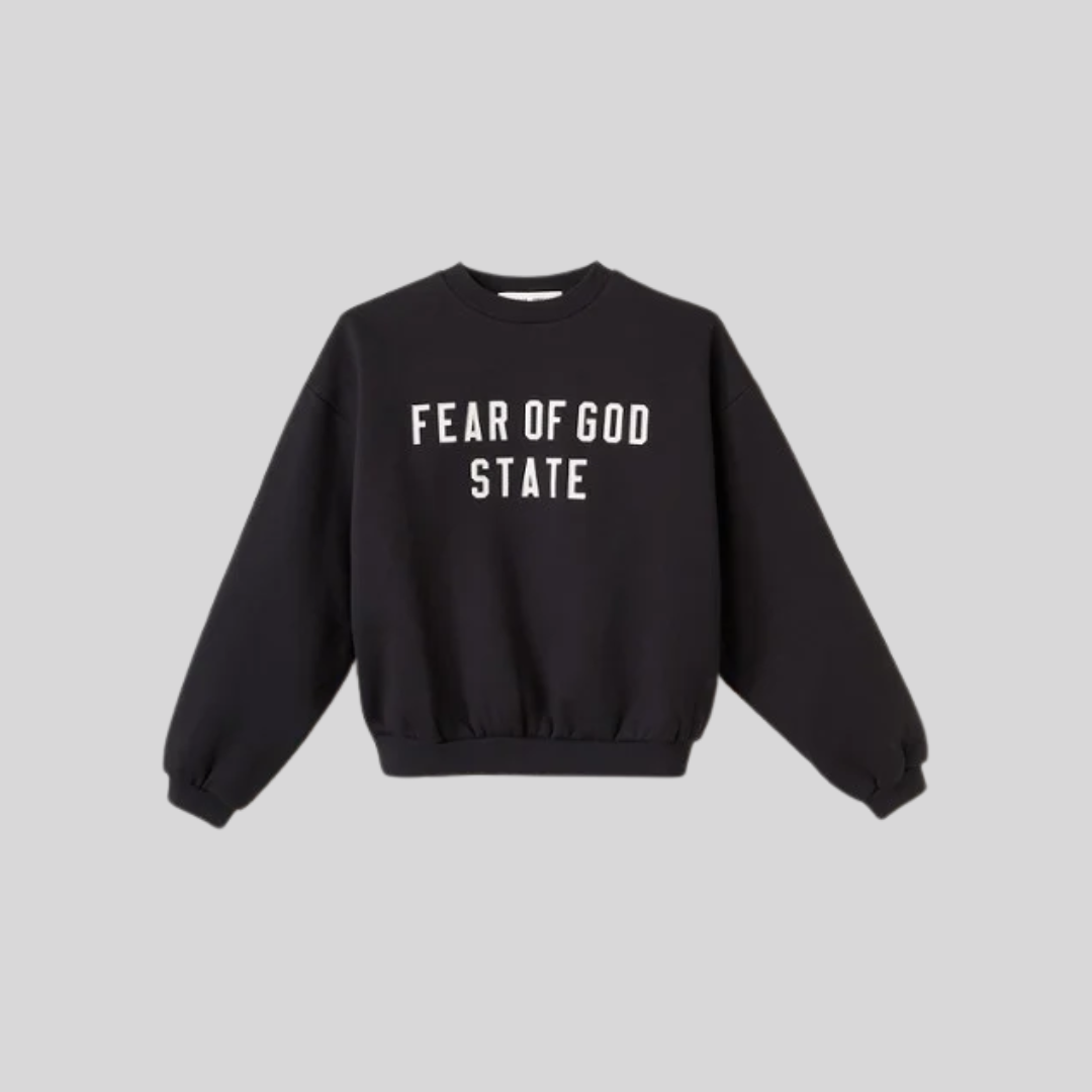 BLACK WHITE CREWNECK ESSENTIALS