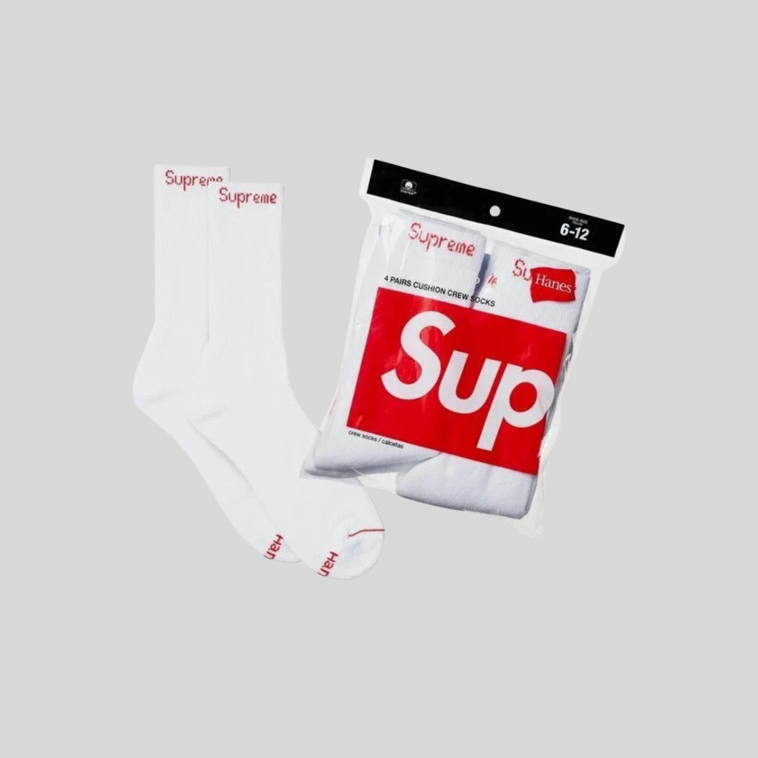 SOCKS WHITE (4 PACK) SUPREME