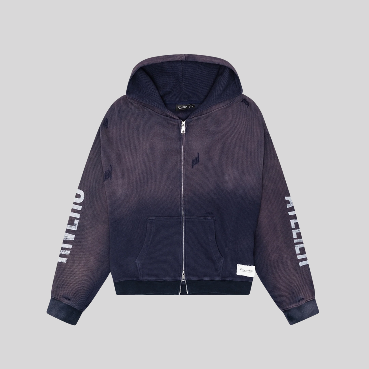 WAFFLE ZIP HOODIE NAVY