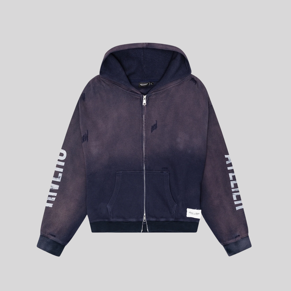 WAFFLE ZIP HOODIE NAVY RIVERO