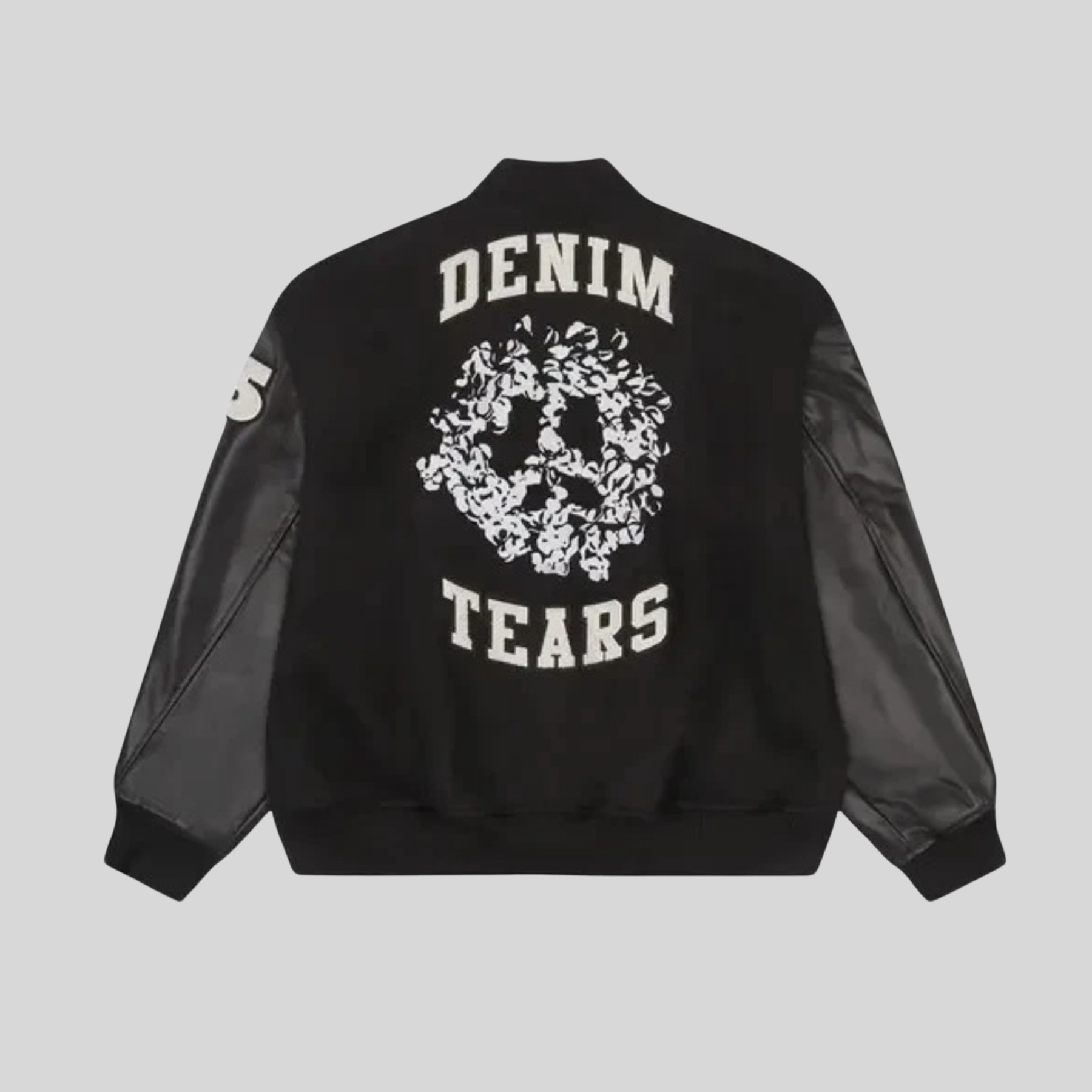 PEACE WREATH VARSITY JACKET - BLACK DENIM TEARS