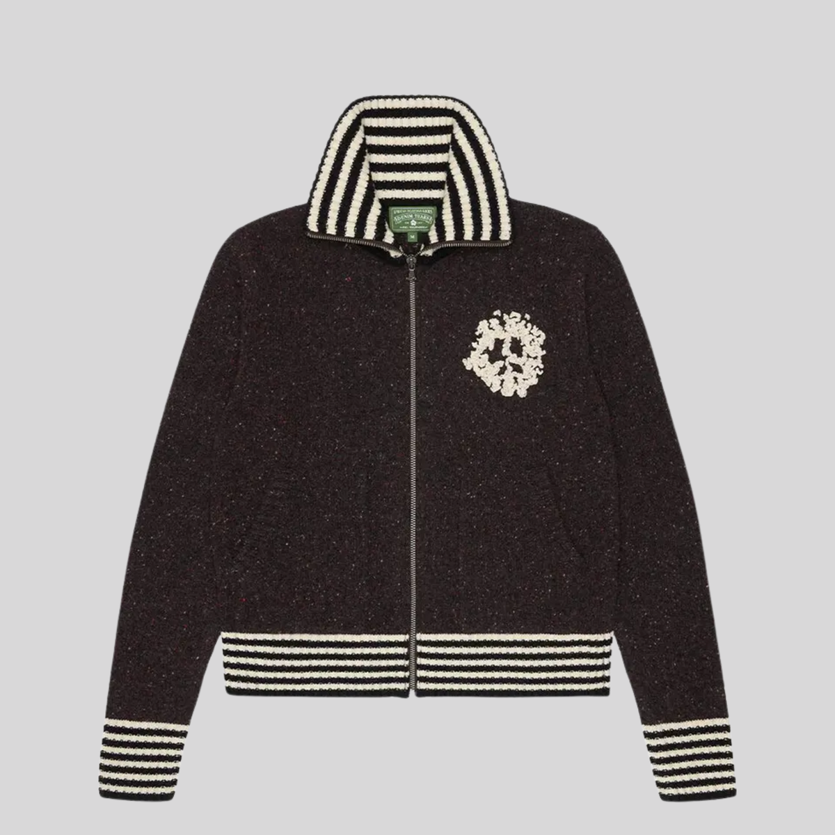 FW25 ZIP UP KNIT SWEATER - BLACK
