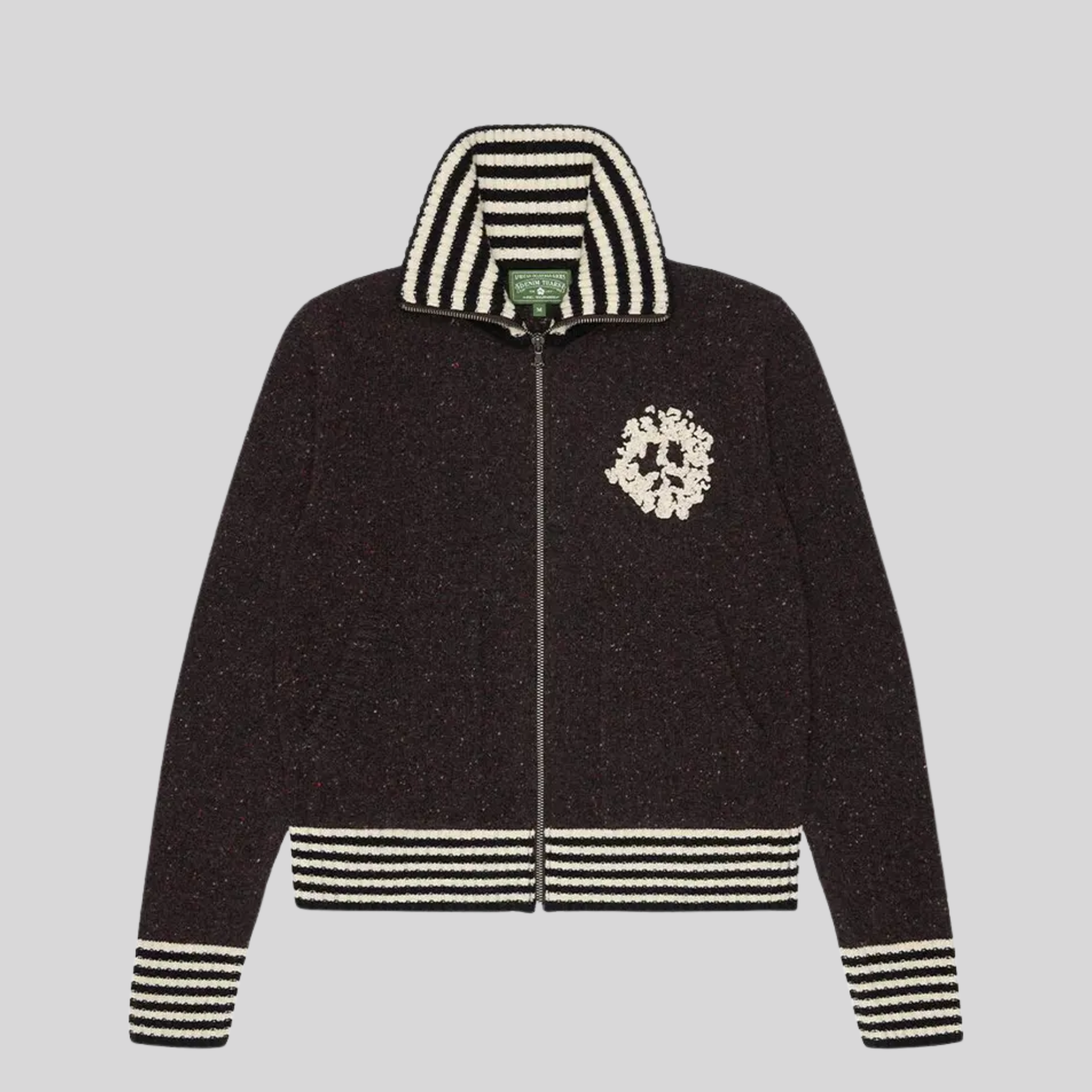 FW25 ZIP UP KNIT SWEATER - BLACK DENIM TEARS