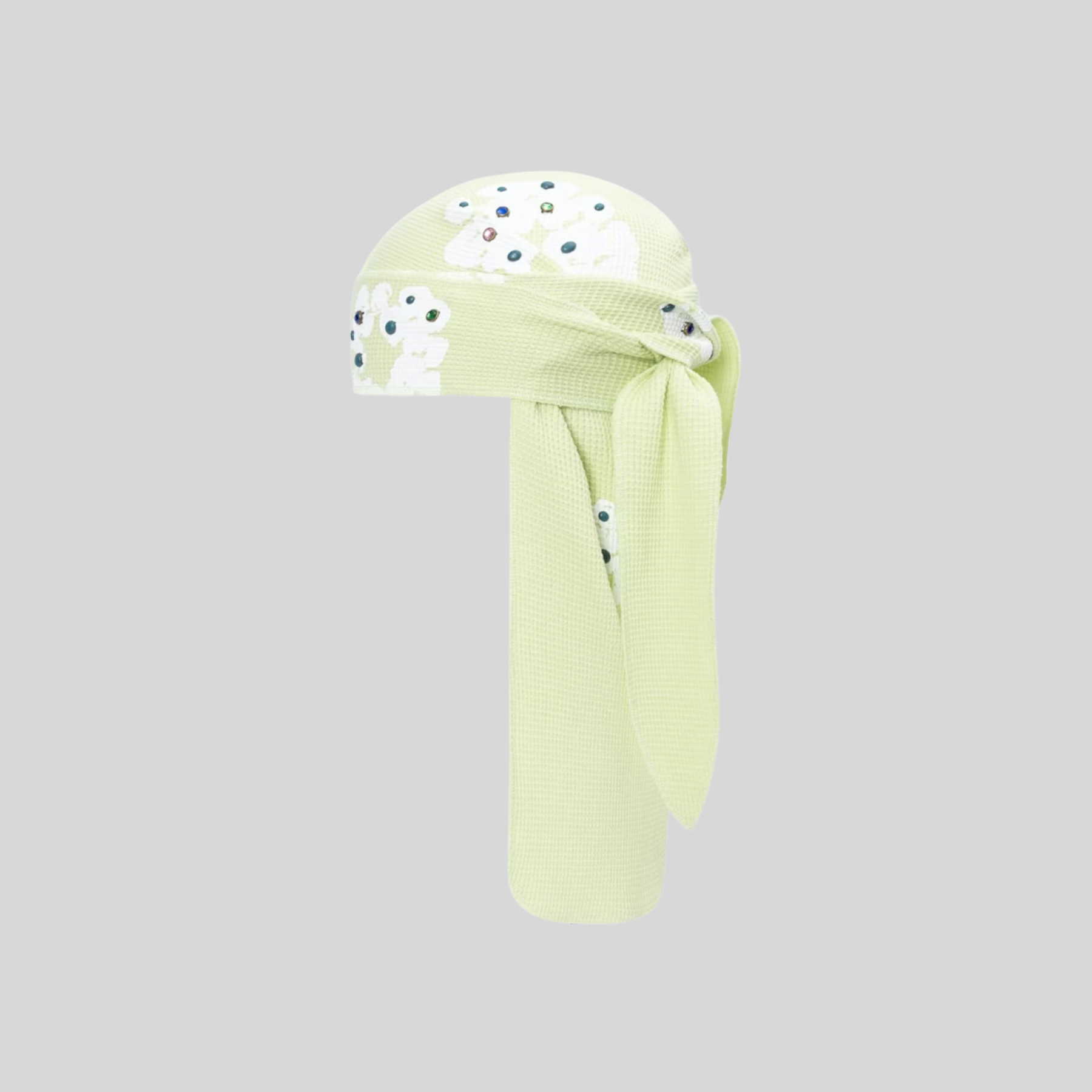 FW25 RHINESTONE WREATH DURAG - NEON GREEN DENIM TEARS