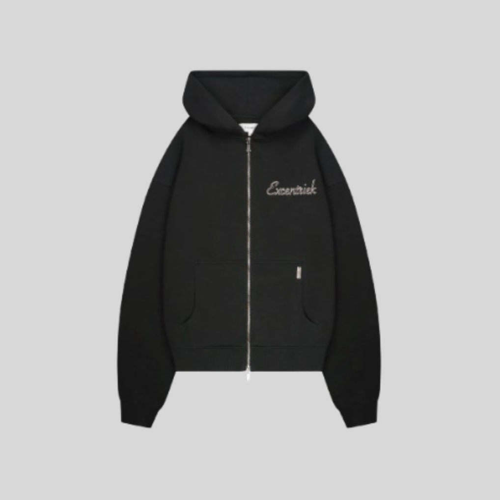 INITIAL ZIPPED HOODIE BLACK