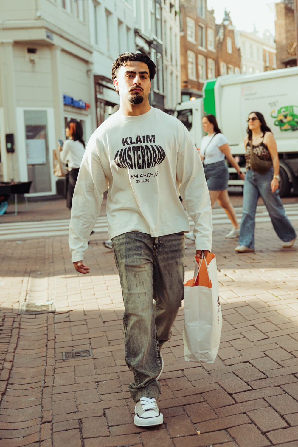 KLAIM outfit on the streets of Amsterdam