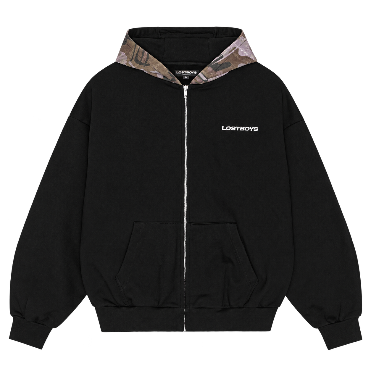 AOP CAMO HEAVYWEIGHT ZIP HOODIE BLACK